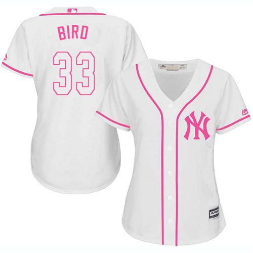 Yankees #33 Greg Bird White/Pink Fashion Women's Stitched MLB Jersey